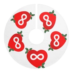 Infinity Heart Christmas Tree Skirt — Red Heart & Holly Holiday Tree Skirt