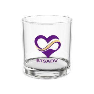 Btsadv 10oz Rocks Glass — Purple & Gold Infinity Heart 'BTSADV' Whiskey Glass