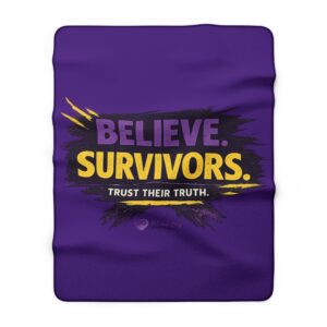 Btsadv Believe Survivors Sherpa Blanket — "Believe. Survivors. Trust Their Truth." Comfort Throw for Advocacy & Support