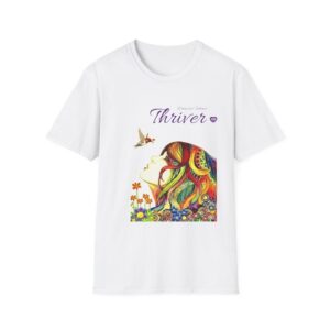 Thriver Rainbow Art T-Shirt — Inspirational Floral Woman Graphic Tee