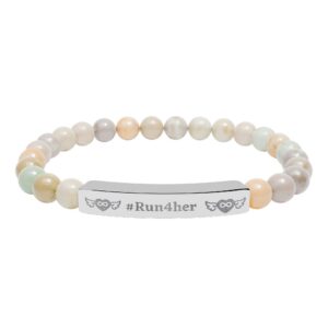 Run 4 her Engravable Natural Stone Stretch Bar Bracelet — Personalized Beaded Healing Jewelry