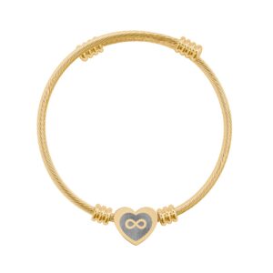 BTSADV Engravable Heart Infinity Cuff Bracelet - Personalized Gold Wire Bangle