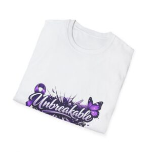 Unbreakable Purple Ribbon T-Shirt — Cancer Awareness Butterfly Tee