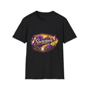 Survivor Purple Ribbon T-Shirt — Cancer Awareness Floral Tee