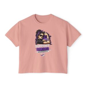 Support Squad Graphic Tee — Women’s Boxy Pink T-Shirt (Hear Me/Break the Silence)