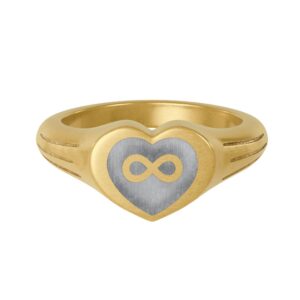Btsadv Gold Heart Signet Ring — Engravable Infinity Design