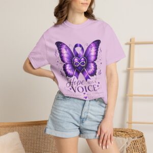 DV Awareness T-Shirt — "Hope Has a Voice" Purple Ribbon Tee