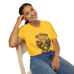 October We Wear Purple T-Shirt — Breast Cancer Awareness Fall Tee