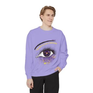 Survivor Eye Graphic Sweatshirt – "Through the Eyes of Survivors" Lavender Crewneck