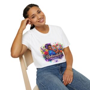 Unbreakable Woman T-Shirt — Floral Rosie the Riveter-Inspired Tee