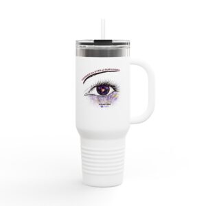 Through the eyes of survivors- 40oz Insulated Travel Mug — Purple Eye Art Design