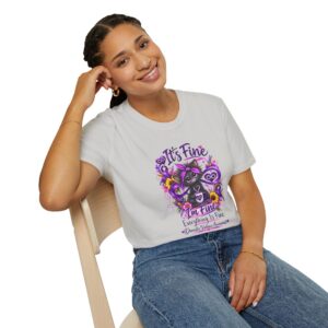 It's Fine I'm Fine T-Shirt — Mental Health Awareness Purple Ribbon Tee