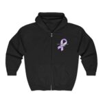 Trauma Recovery Zip Hoodie — "The Comeback Is Stronger Than The Trauma" with Lavender Awareness Ribbon