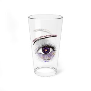 Mixing Glass — Through the Eyes of Survivors 16oz Cocktail Mixing Glass (Purple Awareness Design)