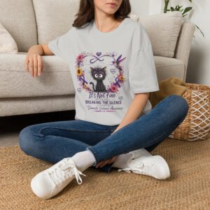 T-Shirt — "It’s Not Fine" Domestic Violence Awareness Floral Cat Design