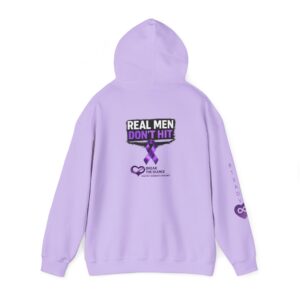 Domestic Violence Awareness Hoodie — “Real Men Don’t Hit” Purple Ribbon Charity Sweatshirt