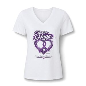 Choose Hope V-Neck Tee — "Choose Hope" Purple Ribbon Awareness Shirt