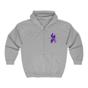 Awareness Zip Hoodie — Purple Ribbon 'In October We Wear Purple' Cancer Support