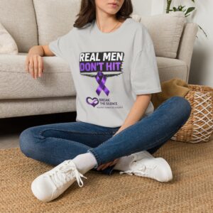 Real Men Don't Hit T-Shirt — Domestic Violence Awareness Purple Ribbon Tee