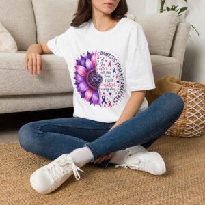 Domestic Violence Awareness T-Shirt — Purple Ribbon Healing Sunflower Tee